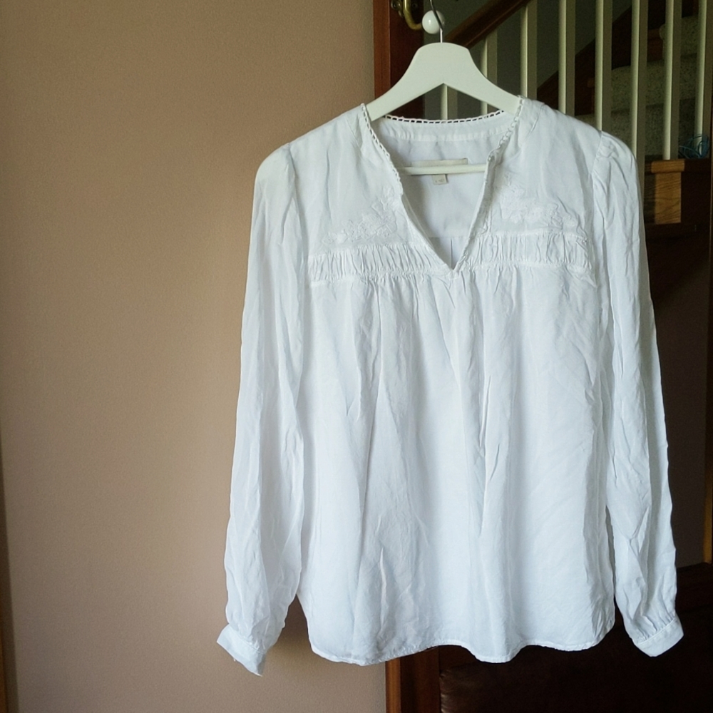 LOFT White Peasant Blouse